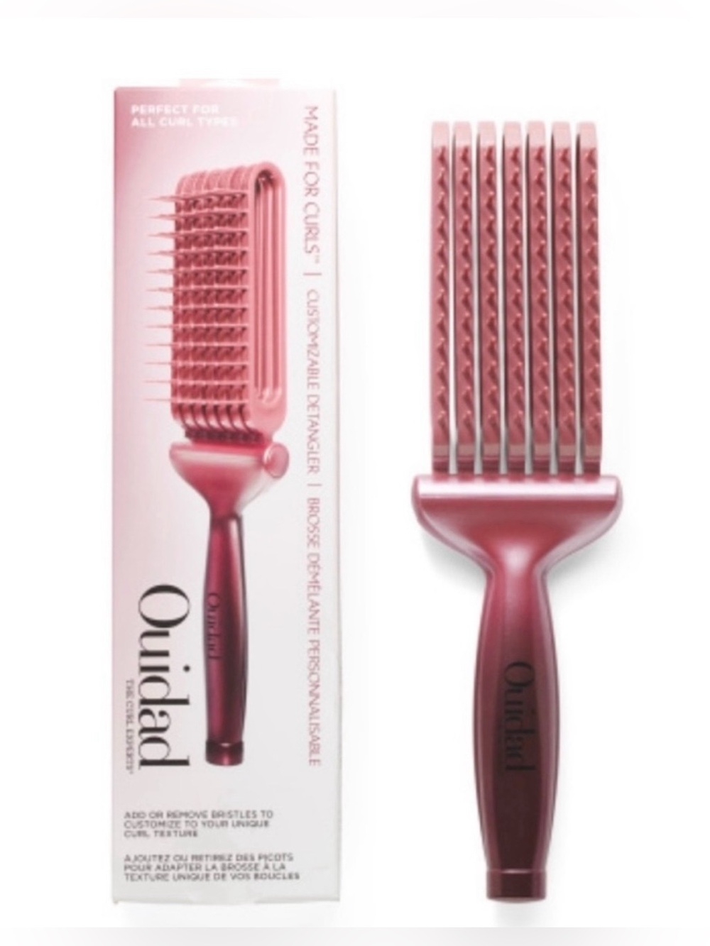 Ouidad Pink Customizable Detangler Brush for Curly Hair